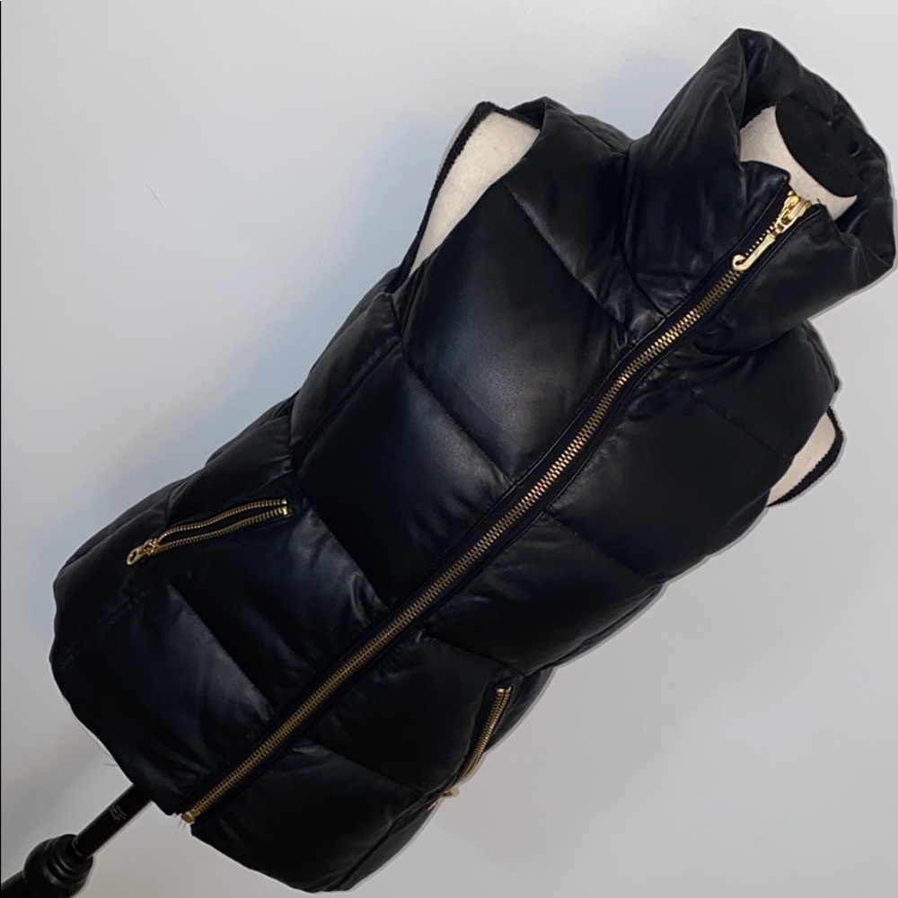 Juicy Couture Black 100% Leather Puff Vest S